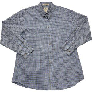 L.L. Bean Wrinkle Resistant Cotton Blue Plaid Long Sleeve Button Shirt Men's L